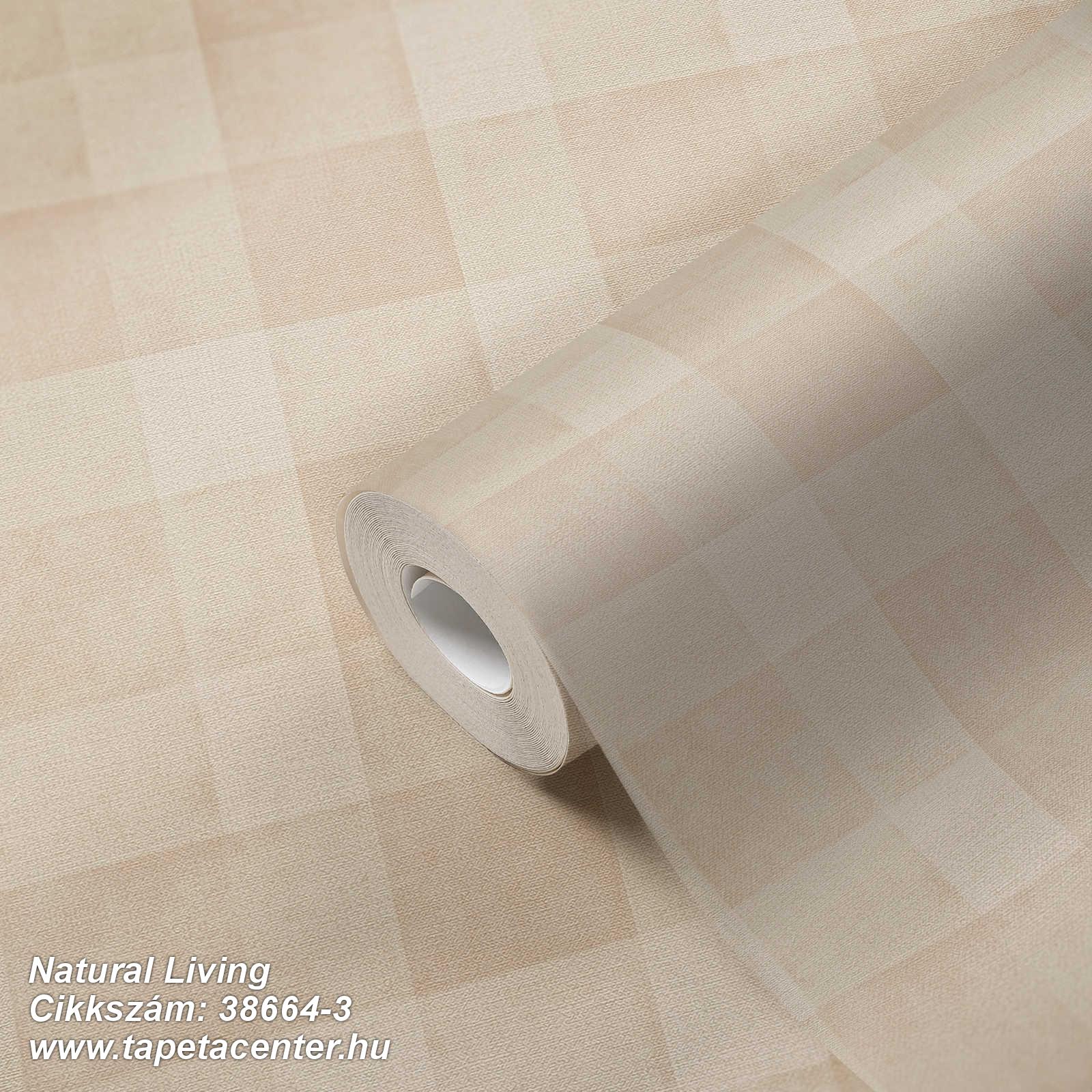 Geometriai mintás,kockás,retro,textil hatású,textilmintás,bézs-drapp,lemosható,vlies tapéta 
